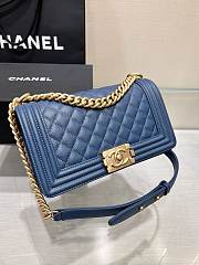 	 Colestore Chanel Boy Handbag Gold Hardware In Blue 25cm - 1