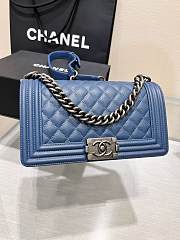 	 Colestore Chanel Boy Handbag Silver Hardware In Blue 25cm - 1