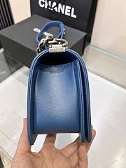	 Colestore Chanel Boy Handbag Silver Hardware In Blue 25cm - 5
