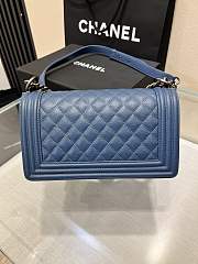 	 Colestore Chanel Boy Handbag Silver Hardware In Blue 25cm - 2