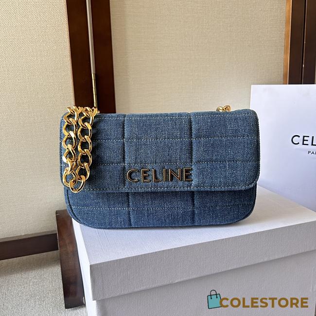 Colestore Celine Matelasse Monochrome Denim Size 24x15x5cm - 1