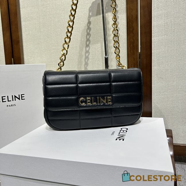 	 Colestore Celine Matelasse Monochrome Black Gold Hardware Size 24x15x5cm - 1