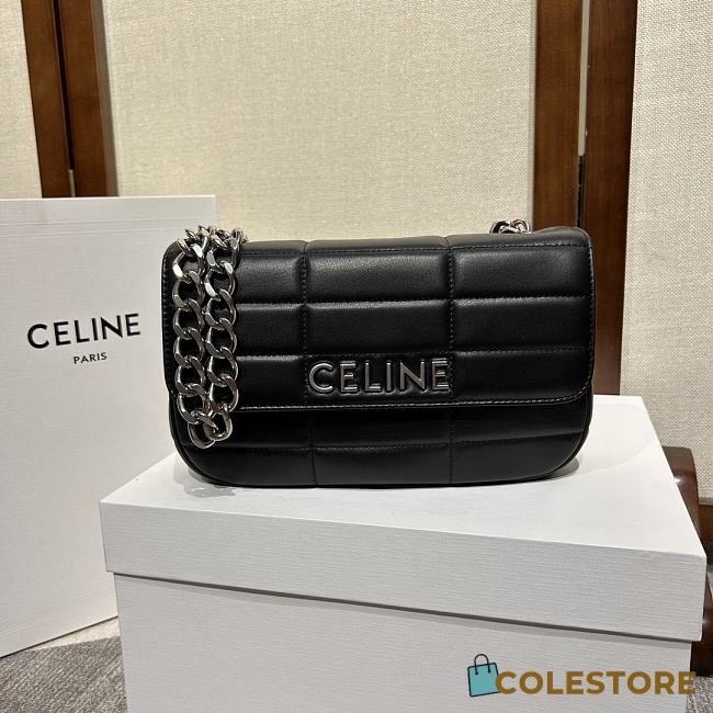 	 Colestore Celine Matelasse Monochrome Black Silver Hardware Size 24x15x5cm - 1