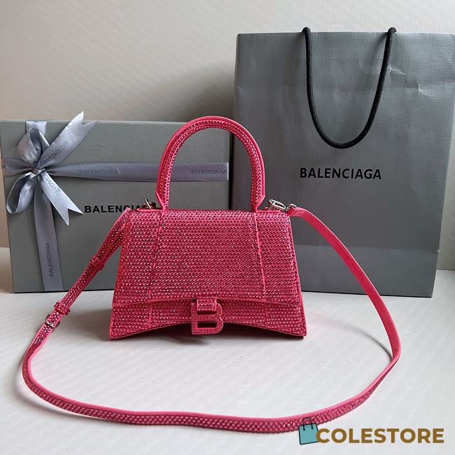 	 Colestore Balenciaga Hourglass Xs Crystal-embellished Cross-body Bag Womens Pink - 1