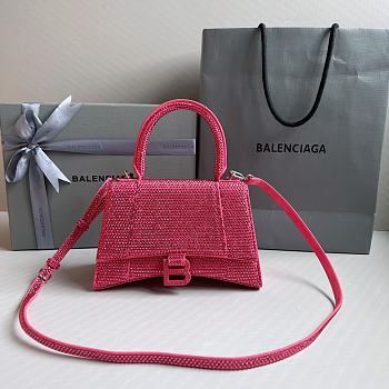 	 Colestore Balenciaga Hourglass Xs Crystal-embellished Cross-body Bag Womens Pink