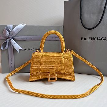 	 Colestore Balenciaga Hourglass Xs Crystal-embellished Cross-body Bag Womens Yellow