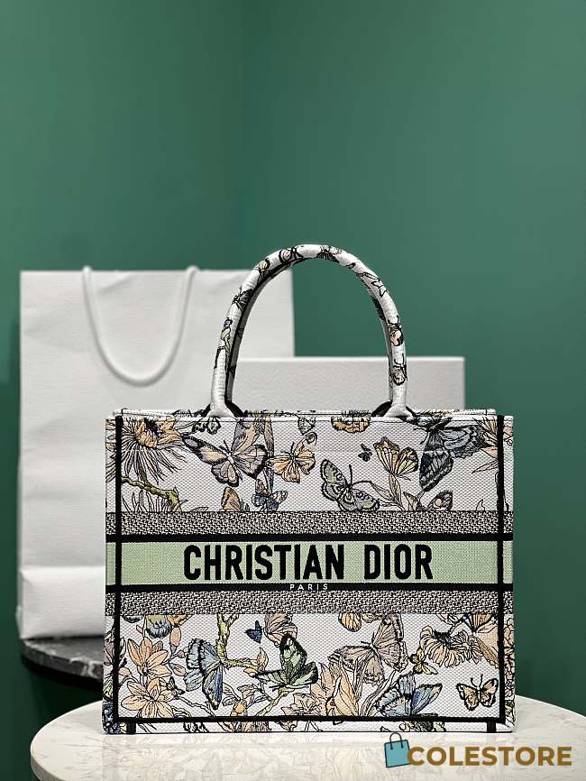 Colestore Medium Dior White Multicolor Toile de Jouy Mexico Embroidery (36 x 27.5 x 16.5 cm) - 1