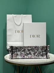 Colestore Medium Dior Book Tote White and Pastel Pink Butterfly Around The World Embroidery 36*18*28cm - 4