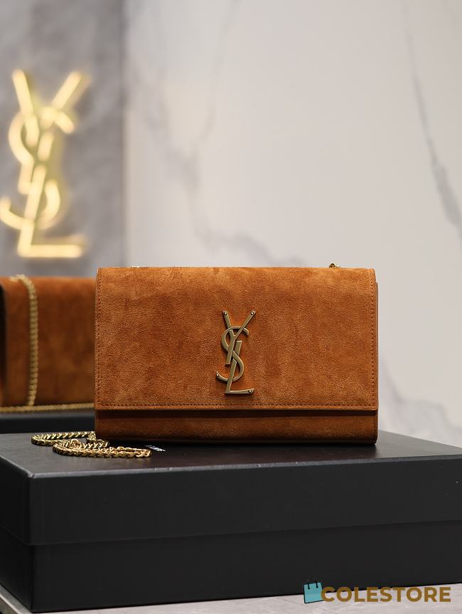 Colestore YSL Kate Medium In Suede Caramel Size 24x14.5x5cm - 1