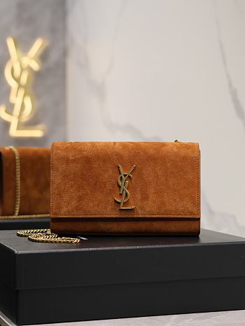 Colestore YSL Kate Medium In Suede Caramel Size 24x14.5x5cm