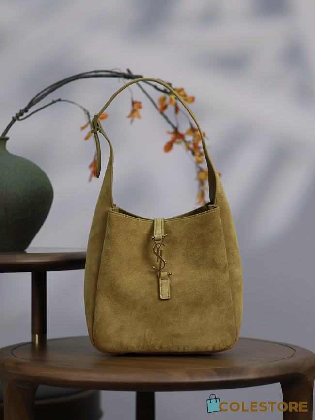 Colestore YSL Le 5 À 7 Supple Small Green In Suede 23×22×8.5cm  - 1