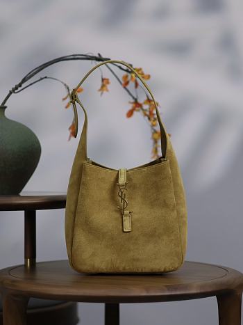 Colestore YSL Le 5 À 7 Supple Small Green In Suede 23×22×8.5cm 
