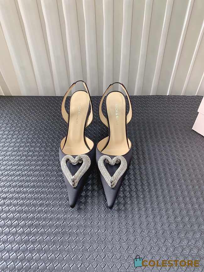 Mach & Mach Triple Heart Satin Finish Pumps Black - 1