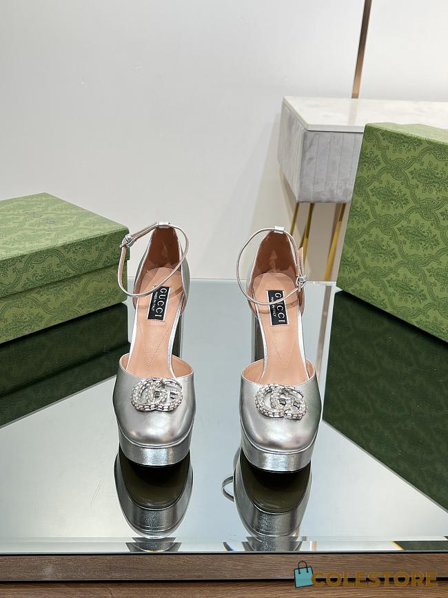 	 Colestore Gucci Women's Platform Pump With Double G Silver Patent Leather - 1