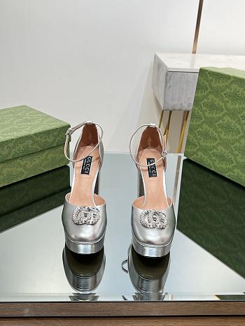 	 Colestore Gucci Women's Platform Pump With Double G Silver Patent Leather