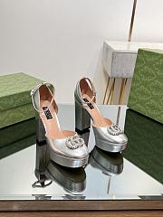 	 Colestore Gucci Women's Platform Pump With Double G Silver Patent Leather - 4