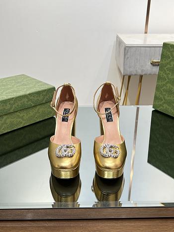 	 Colestore Gucci Women's Platform Pump With Double G Gold Patent Leather