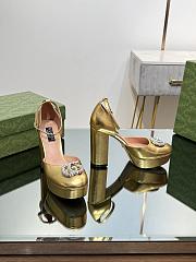 	 Colestore Gucci Women's Platform Pump With Double G Gold Patent Leather - 3