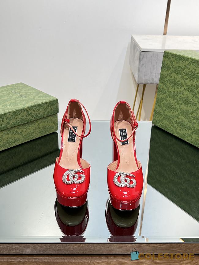 	 Colestore Gucci Women's Platform Pump With Double G Red Patent Leather - 1