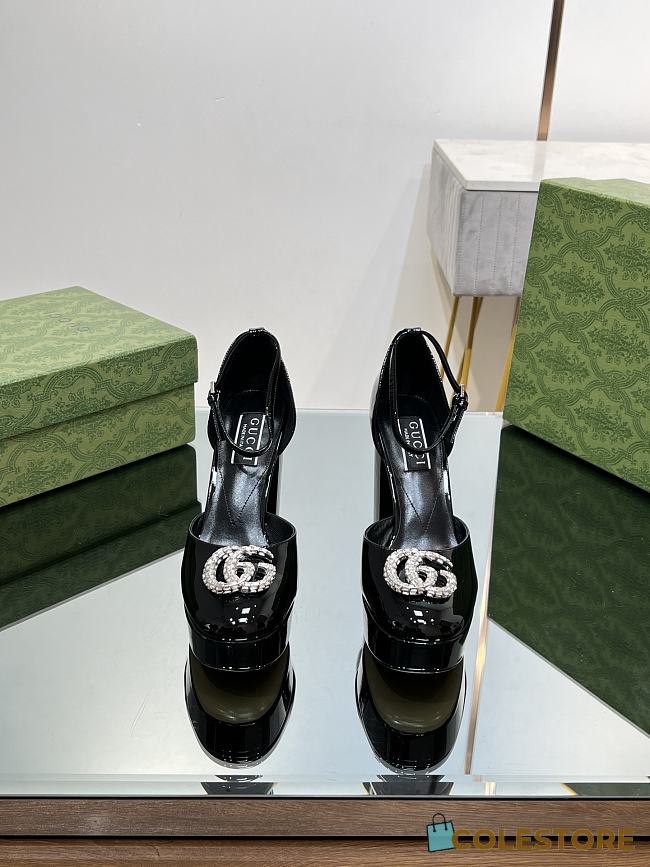 	 Colestore Gucci Women's Platform Pump With Double G Black Patent Leather - 1