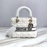 Colestore Dior - Medium Lady D-Lite Bag Latte Cannage Shearling - Women White  - 1