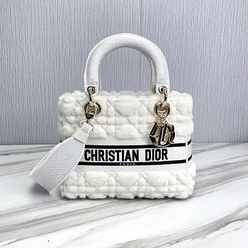 Colestore Dior - Medium Lady D-Lite Bag Latte Cannage Shearling - Women White 
