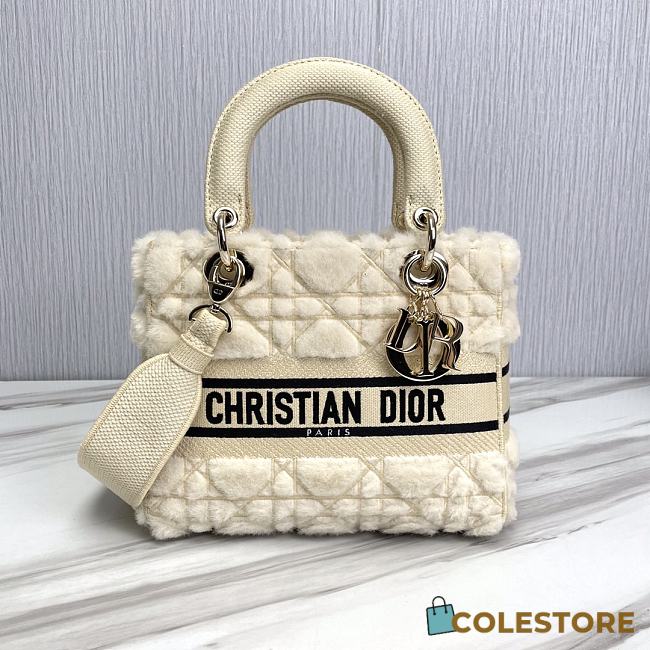 	 Colestore Dior - Medium Lady D-Lite Bag Latte Cannage Shearling - Women Beige - 1