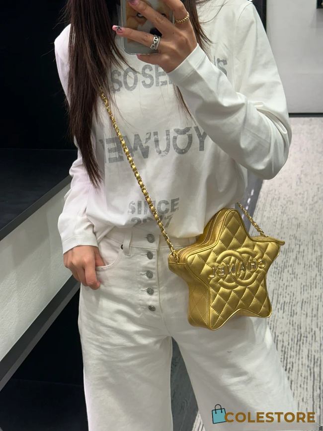 Colestore Chanel Star Handbag Metallic Lambskin & Gold-Tone Metal Gold - 1