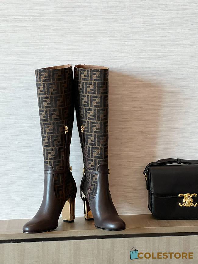 Colestore Fendi Brown Leather High-Heeled Boots - 1