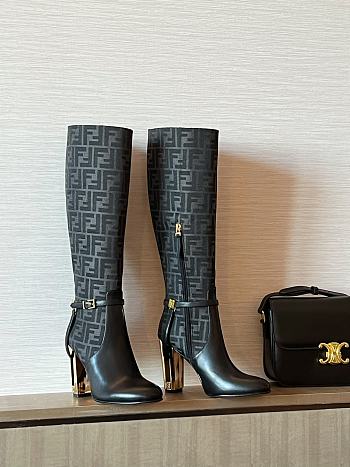 	 Colestore Fendi Black Leather High-Heeled Boots