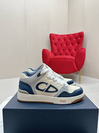 Colestore B57 Mid-Top Sneaker Navy Blue and Cream Smooth Calfskin with Gray Suede