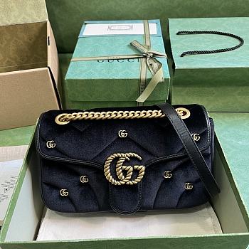 Coletore Gg Marmont Shoulder Bag Black Velvet Size 26x 15x 7cm