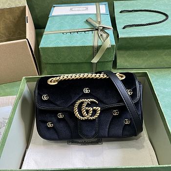	 Coletore Gg Marmont Mini Shoulder Bag Black Velvet Size 22x 13x 6cm