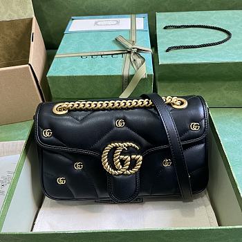 	 Coletore Gg Gg Marmont Small Shoulder Bag Black Leather Size 26x 15x 7cm