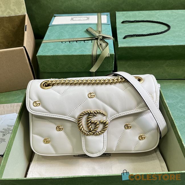 	 Coletore Gg Marmont Small Shoulder Bag White Leather Size 26x 15x 7cm - 1