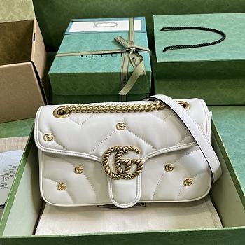 	 Coletore Gg Marmont Small Shoulder Bag White Leather Size 26x 15x 7cm