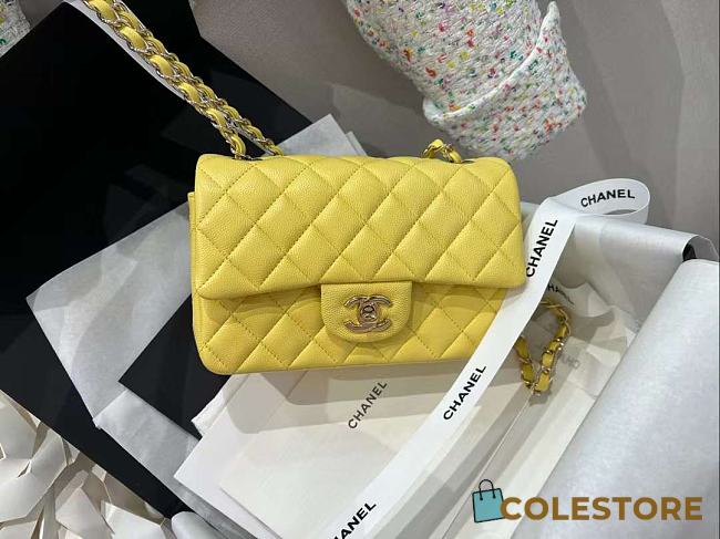 Colestore Chanel Classic Flap Mini Yellow Size 20cm - 1