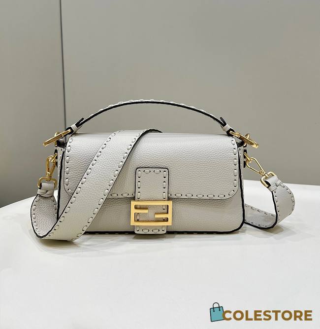 Colestore Fendi Baguette Camellia Selleria Bag With Oversized Topstitching - 1