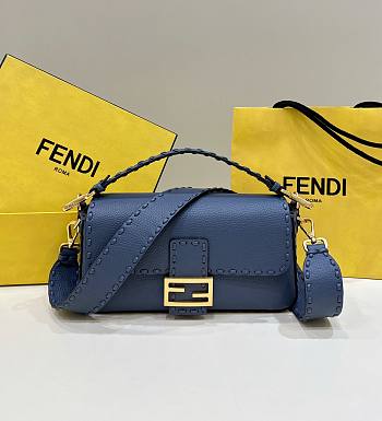 Colestore Fendi Midnight Blue Selleria Bag With Oversized Topstitching 28x6.5x15cm