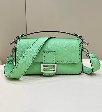 	 Colestore Fendi Green Selleria Bag With Oversized Topstitching