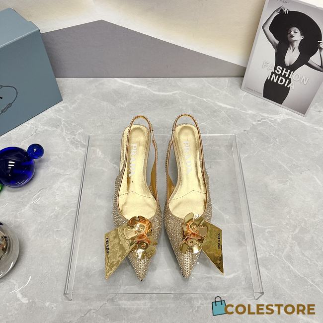 Colestore Prada Patent Leather Slingback Pumps Gold - 1