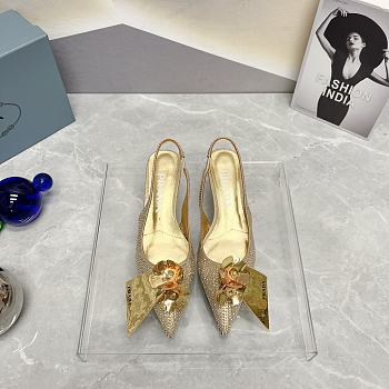 Colestore Prada Patent Leather Slingback Pumps Gold