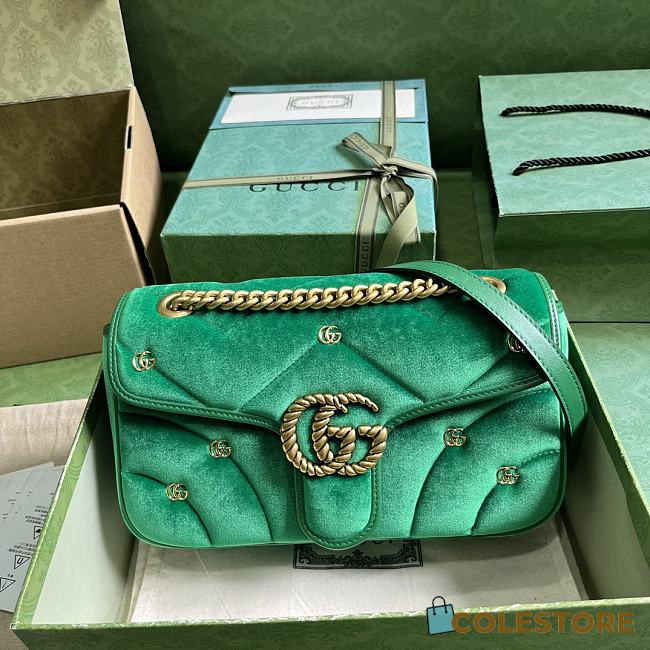 	 Coletore Gg Marmont Shoulder Bag Green Velvet Size 26x 15x 7cm - 1