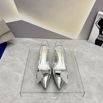 	 Coletsore Prada Patent Leather Slingback Pumps Silver Size 35-39