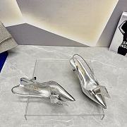 	 Coletsore Prada Patent Leather Slingback Pumps Silver Size 35-39 - 3