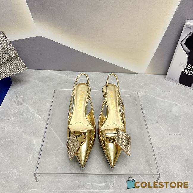 	 Coletsore Prada Patent Leather Slingback Pumps Gold Size 35-39 - 1