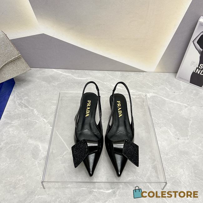 	 Coletsore Prada Patent Leather Slingback Pumps Black 2.5cm - 1