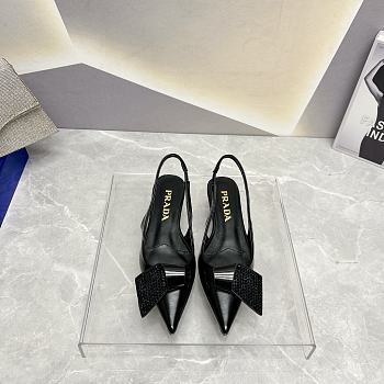 	 Coletsore Prada Patent Leather Slingback Pumps Black 2.5cm