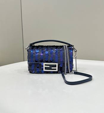 	 Colestore Fendi Leather Bag With Gradient Blue Sequins 19x5x11