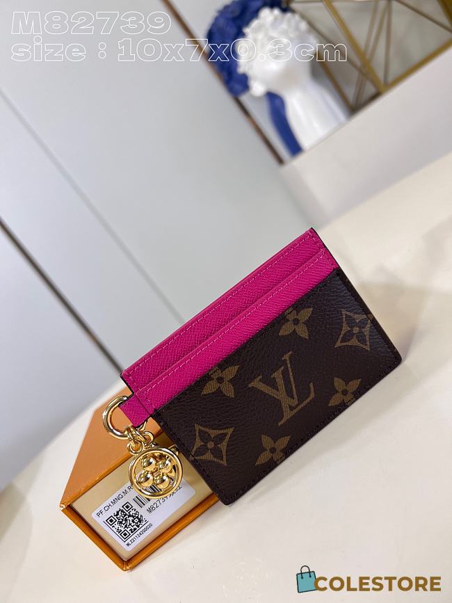 	 Colestore Louis Vuitton Charms Card Wallet Monogram Dark Pink M82739 - 1